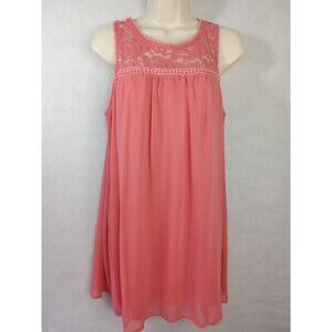 As U Wish Womens Coral mini dress Lace knit button  Medium‎ Sleeveless Flirt